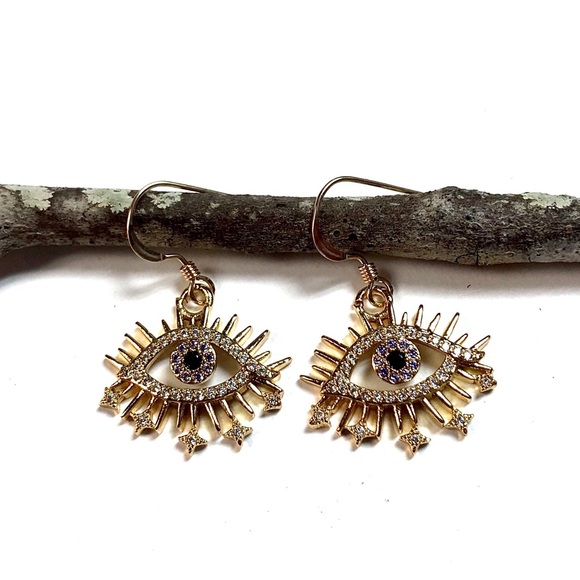 Evil Eye Earrings, Hamsa, Protection, Minimalist - Picture 2 of 10